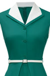 Abito Con Collo A Bavero A Trapezio Verde Vintage