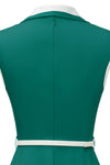 Abito Con Collo A Bavero A Trapezio Verde Vintage