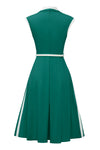 Abito Con Collo A Bavero A Trapezio Verde Vintage