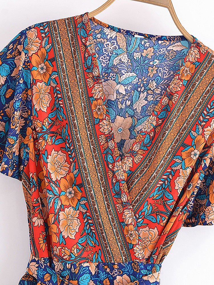 Abito Da Bambina A Fiori Arancione E Blu Anni '70