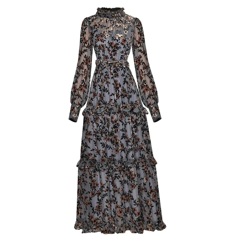 Abito Blu Floreale Vintage Anni '40