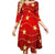 Abito Da Donna Vintage Anni '70 Rosso Da Discoteca Con Stelle