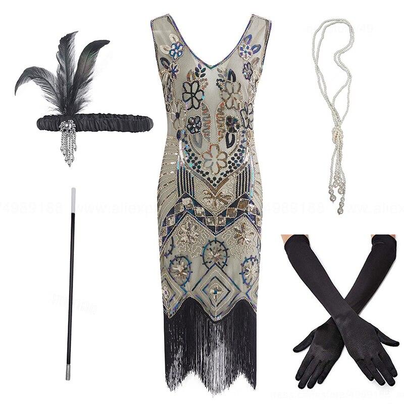 Abito Da Festa Gatsby Anni '20 Beige