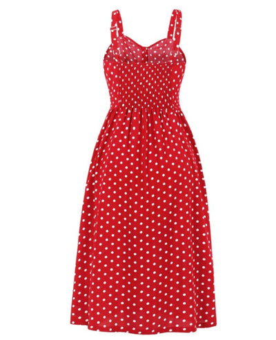 Abito A Pois Anni '60 Rosso