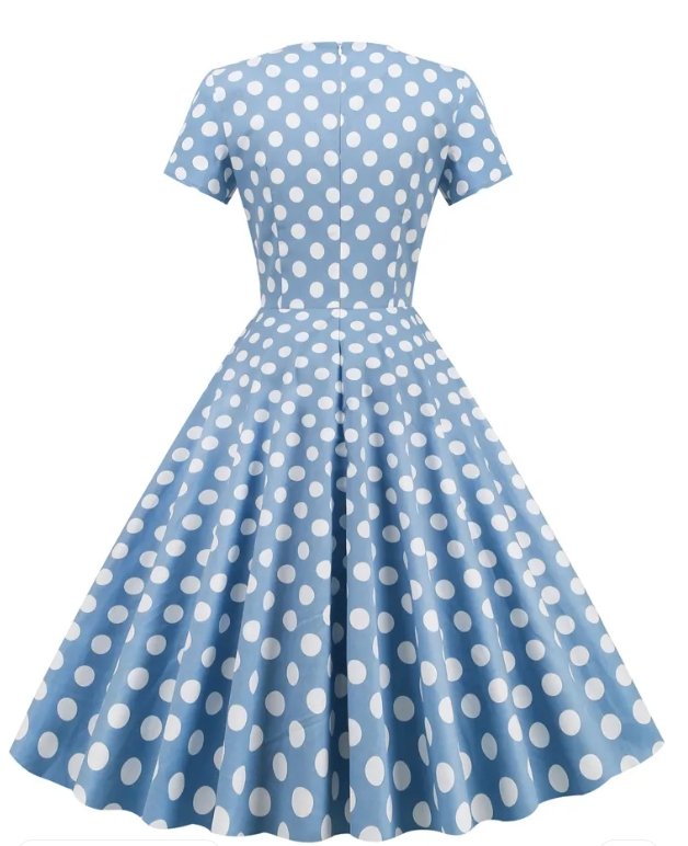 Abito Vintage A Pois Blu Aperto
