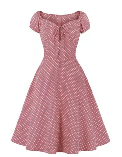 Abito Aperto Rosso A Pois Vintage