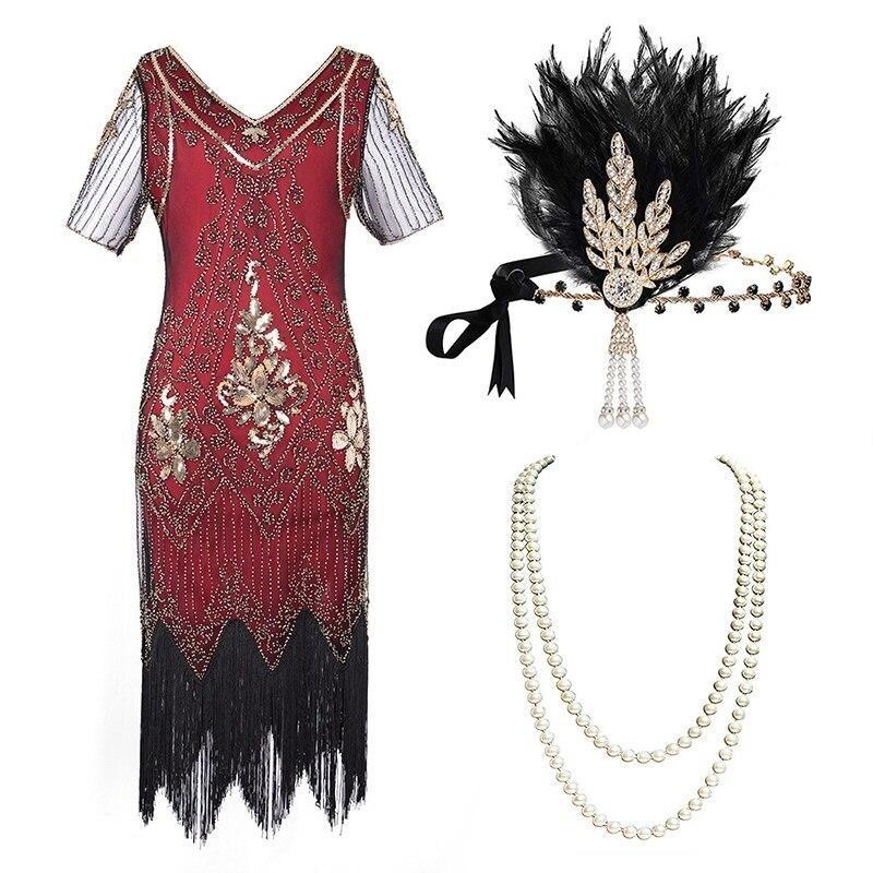 Abito Anni '20 Rosso Oro Taglie Forti