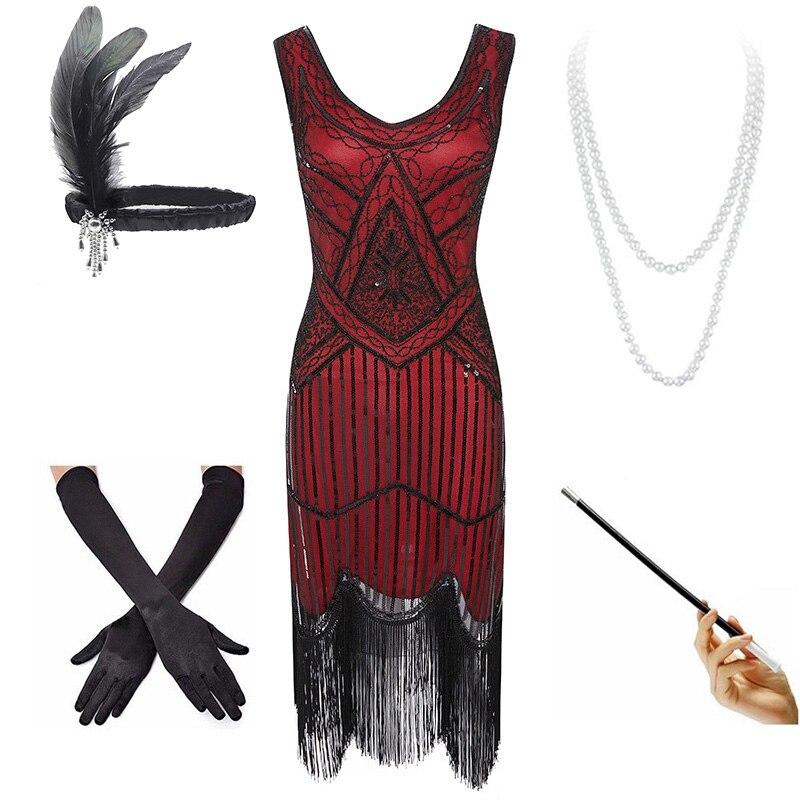 Abito Vintage Rosso E Nero Anni '20