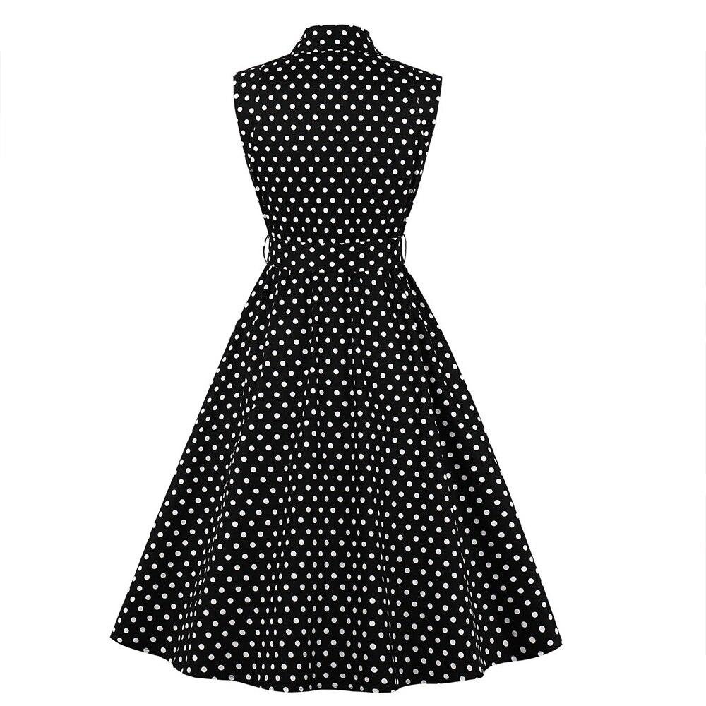 Abito A Pois Bianco Nero Vintage Americano Anni '50
