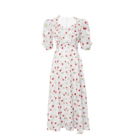 Abito A Maniche Corte Bianco Anni '40