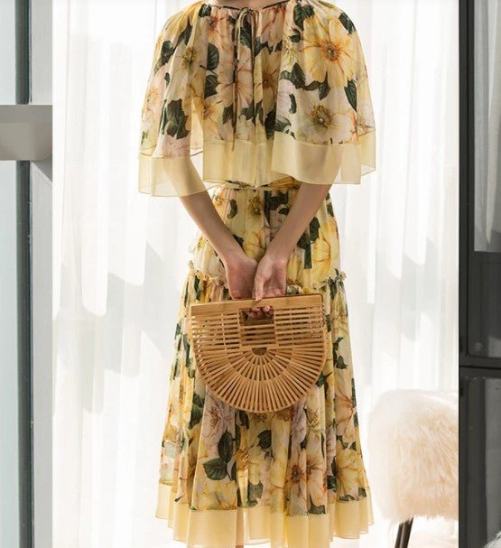 Abito Chic Anni '40 Giallo