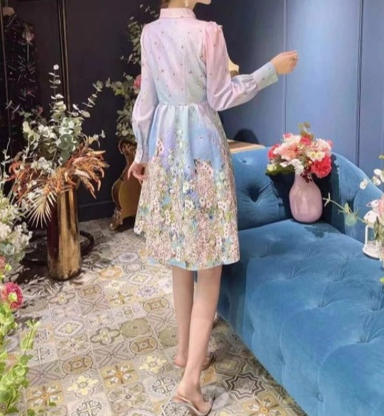 Abito Anni '40 Collo A Camicia Corto