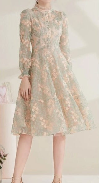 Abito In Pizzo Vintage Chic Anni '40 Grigio