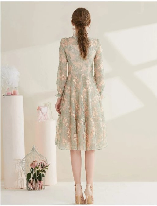 Abito In Pizzo Vintage Chic Anni '40 Grigio