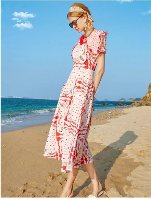 Abito Anni '40 Cuori Rosa