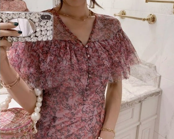 Sexy Vestito Rosa Anni '40