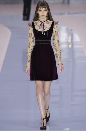 Abito In Velluto Floreale Anni '40