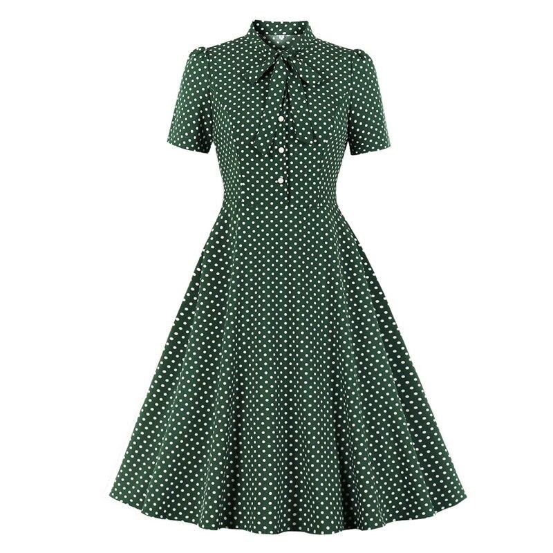 Abito Vintage A Pois Verde Anni '50