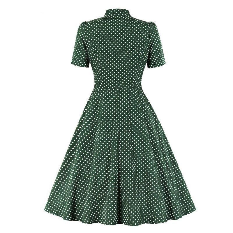 Abito Vintage A Pois Verde Anni '50