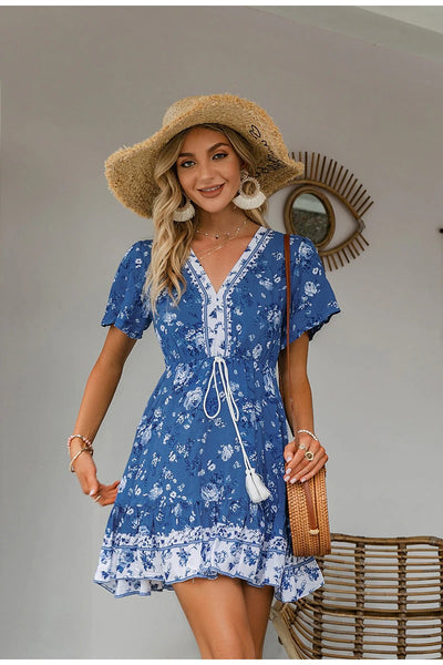 Abito Blu Floreale Vintage