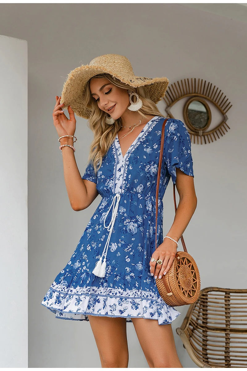 Abito Blu Floreale Vintage