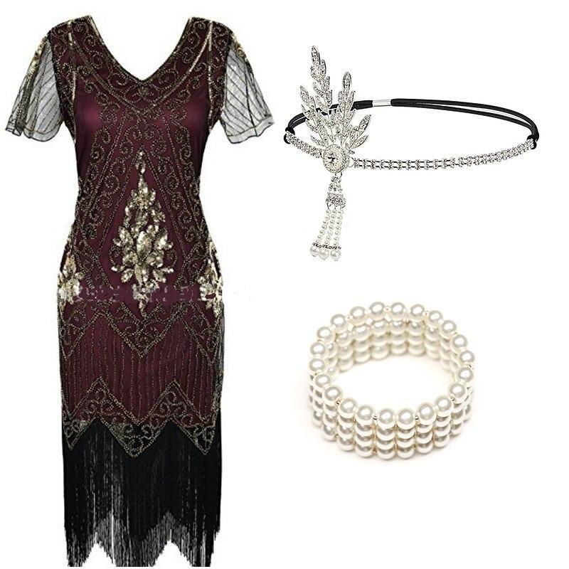 Abito Charleston Anni '20 Bordeaux