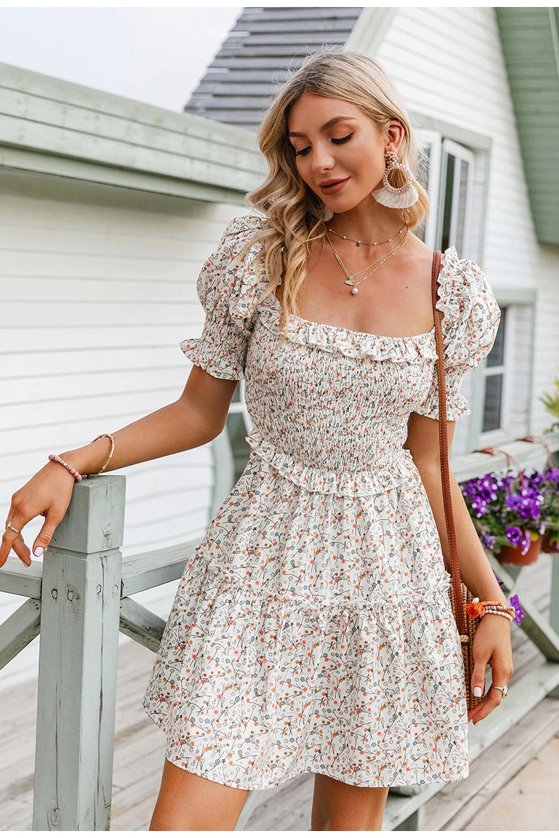 Abito Vintage Con Collo Quadrato