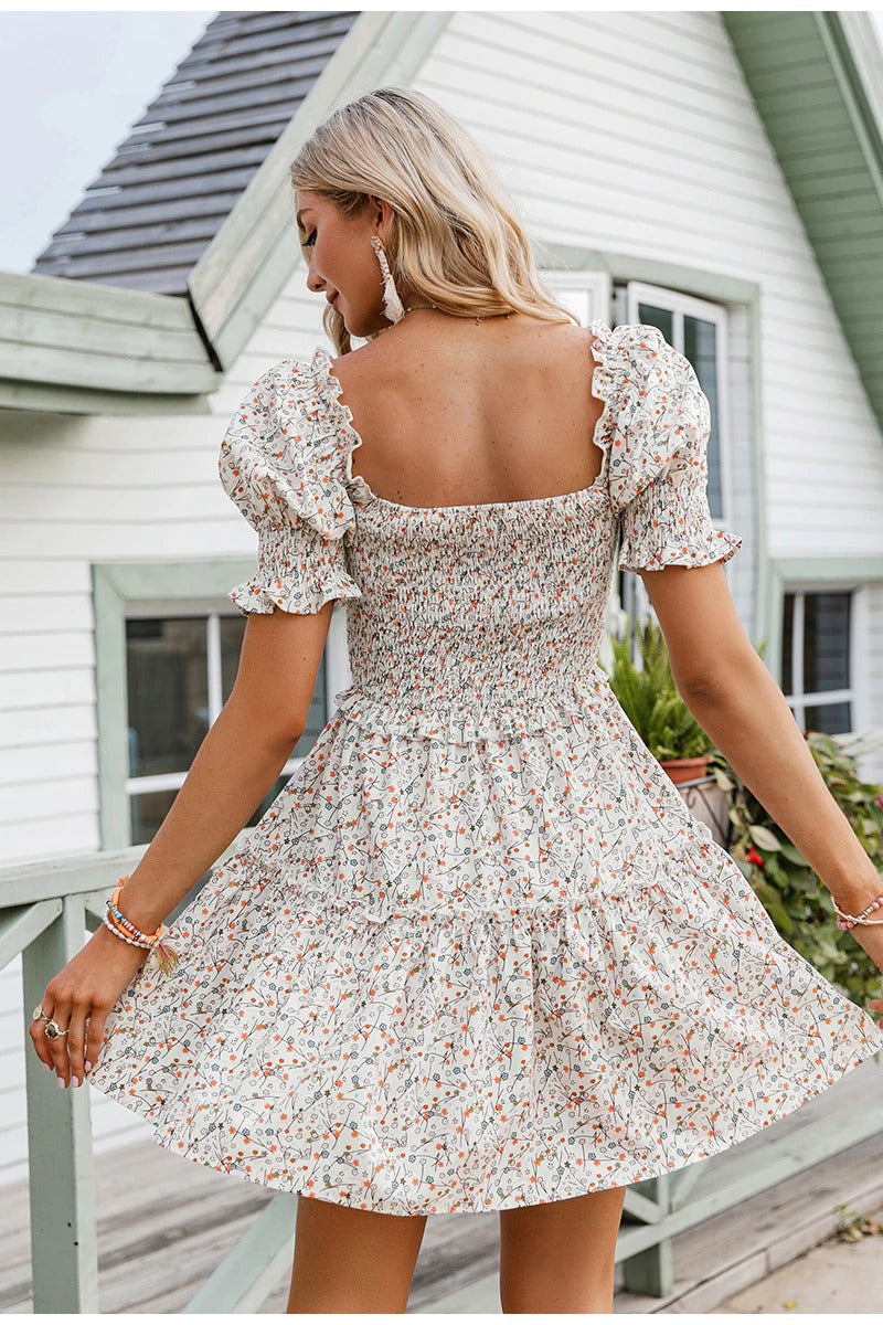 Abito Vintage Con Collo Quadrato