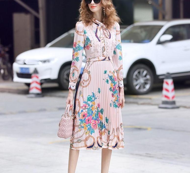 Abito A Trapezio Stile Anni '40 Rosa