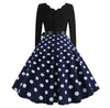 Abito Svasato Blu Navy Vintage Con Pois Bianchi