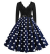 Abito Svasato Blu Navy Vintage Con Pois Bianchi