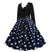 Abito Svasato Blu Navy Vintage Con Pois Bianchi