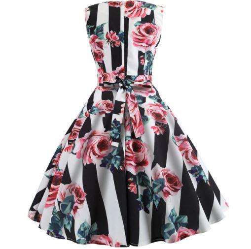 Abito Svasato Vintage Rose