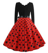 Abito Svasato Vintage Rosso A Pois Neri