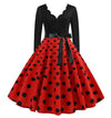 Abito Svasato Vintage Rosso A Pois Neri