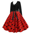 Abito Svasato Vintage Rosso A Pois Neri