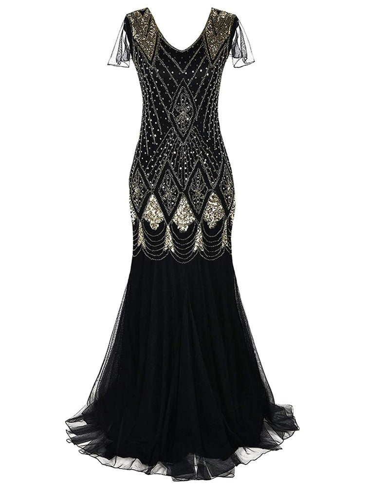 Abito Lungo Gatsby Haute Couture Nero E Oro