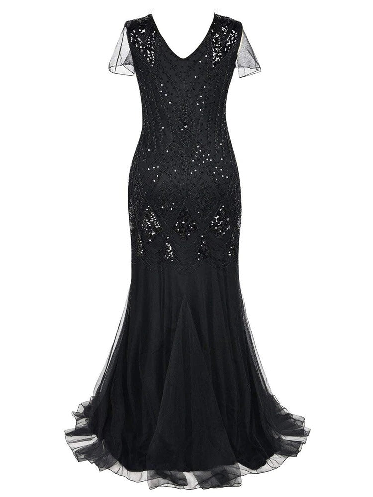 Abito Lungo Gatsby Nero Haute Couture