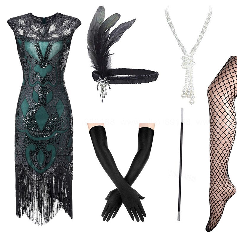 Abito Ispirato Agli Anni '20 Verde