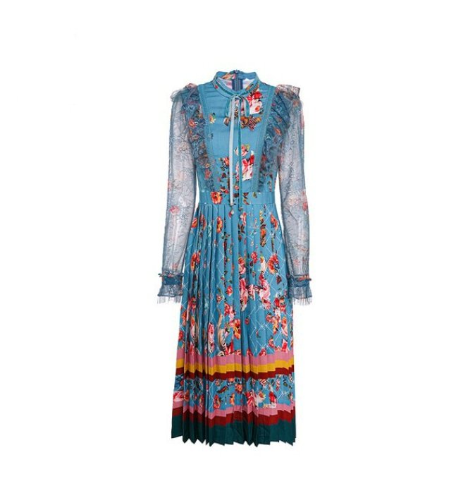 Maxi Vestito Floreale Vintage Alla Menta