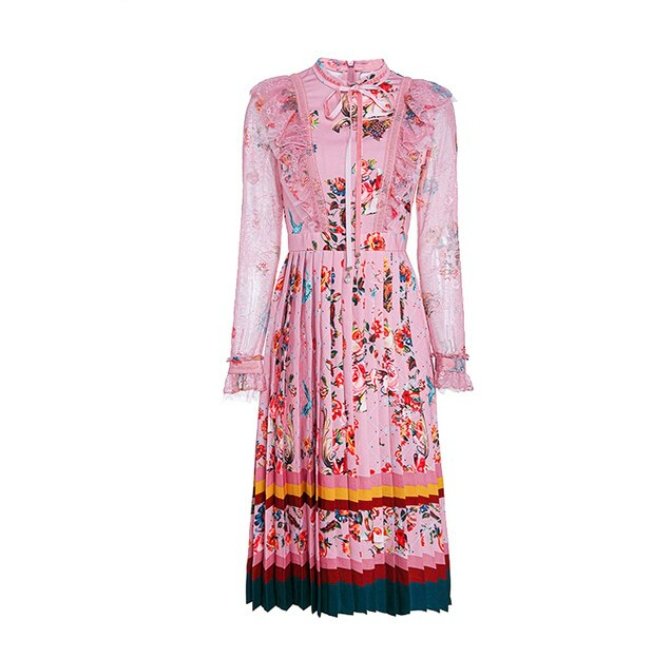 Maxi Abito Floreale Vintage Rosa