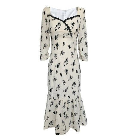 Maxi Abito Floreale Vintage Kaki