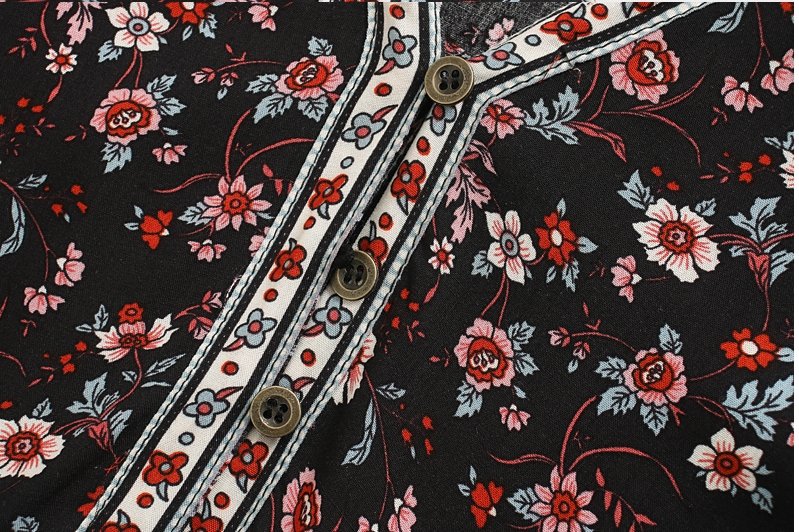 Maxi Abito Stile Anni '70 Nero