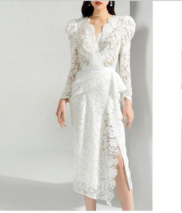 Abito Da Sposa Vintage In Pizzo Bianco