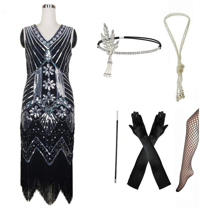 Abito Retrò Anni '20 Argento