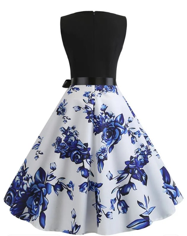 Abito Retrò Senza Maniche Blu