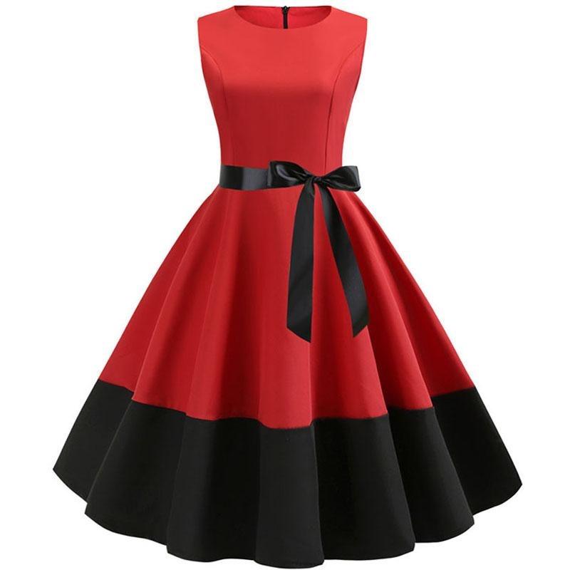 Abito Rockabilly Rosso E Nero