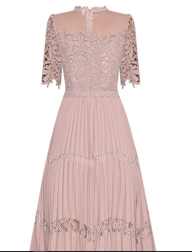 Abito Rosa In Pizzo Sangallo Anni '40