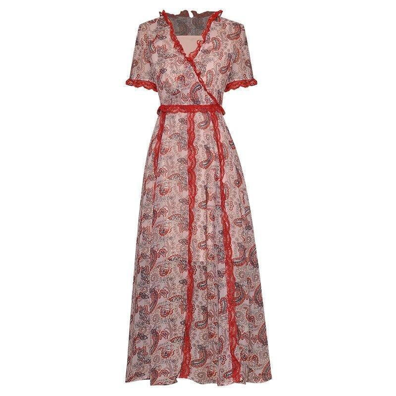 Abito In Pizzo Vintage Rosso