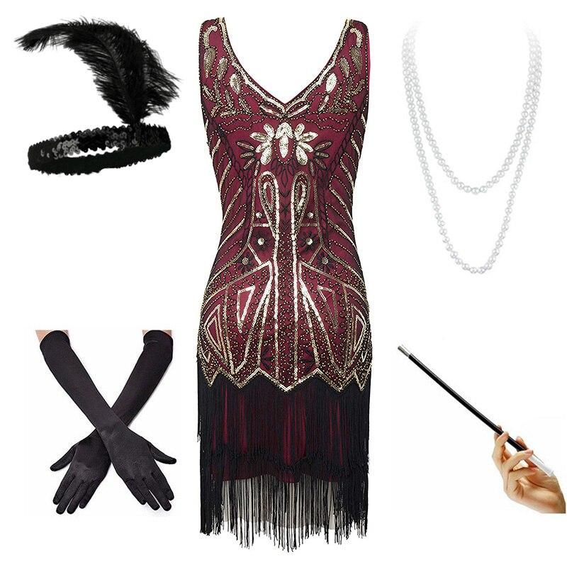 Abito Da Sera Anni '20 In Oro Rosso